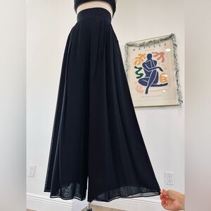 Vintage Pleated High Waist Wide Leg Chiffon Pants